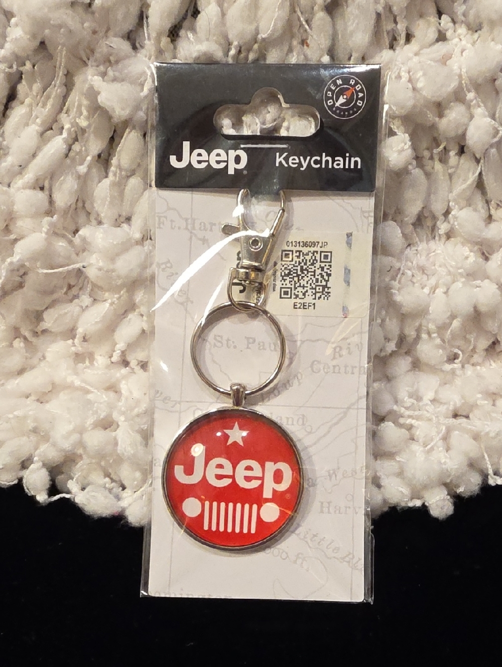 Jeep Red Logo Keychain with Silver Clip